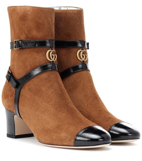 gucci suede ankle boots brown emblem 225350|Women's Designer Luxury Ankle Boots .